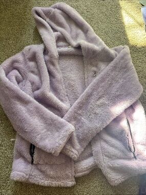 Cozy Lavender Plush Hooded Jacket